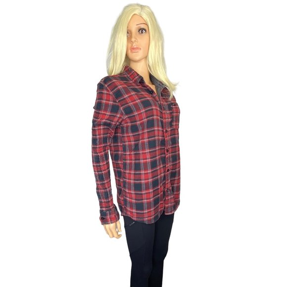 Vans Women's Plaid Flannel Long Sleeve Shirt Red Gray Black Size M - Picture 6 of 16